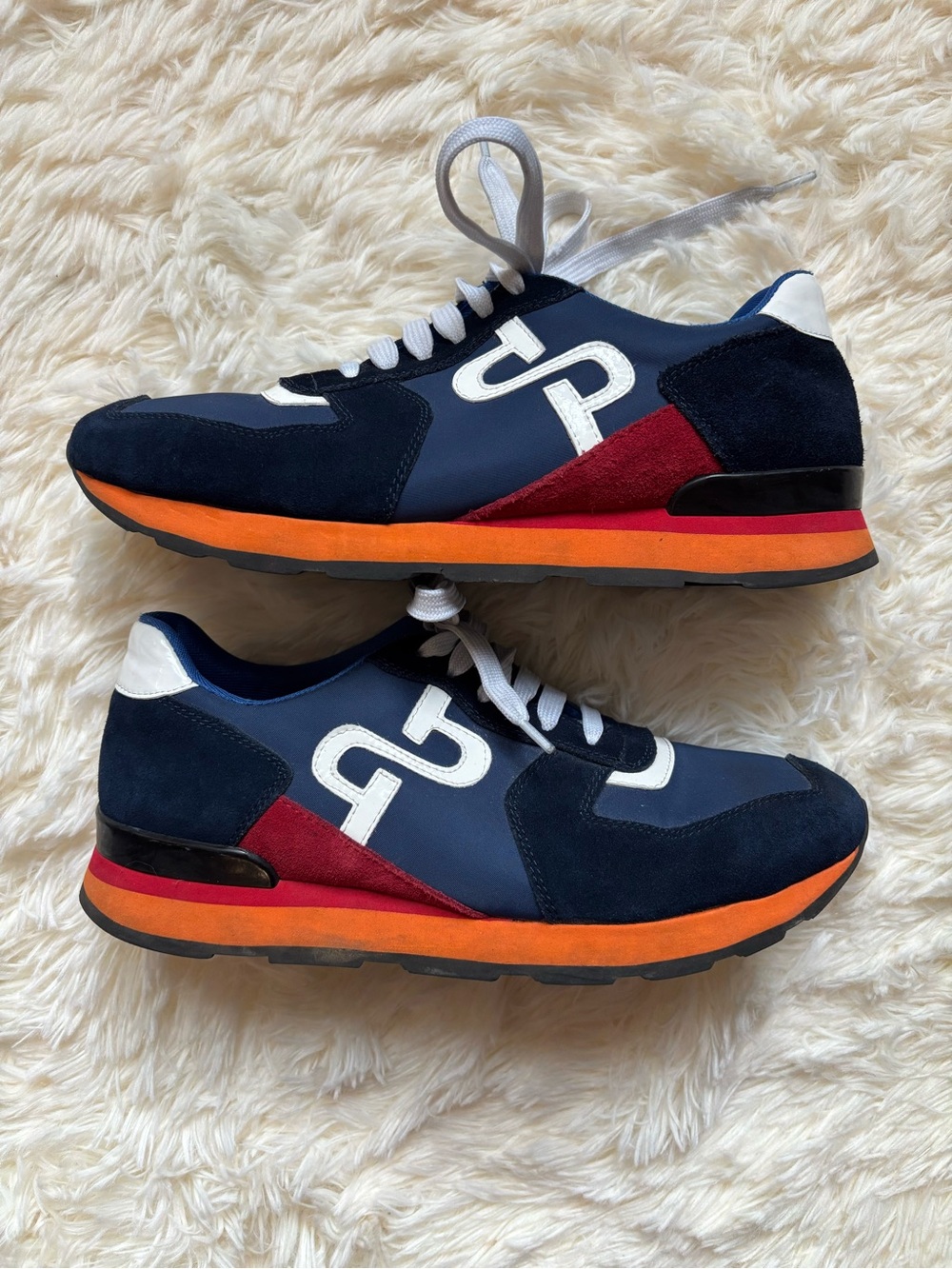 OPP France Walking Time Sneakers Navy Suede Lace Up Mens 255mm Sz 7.5